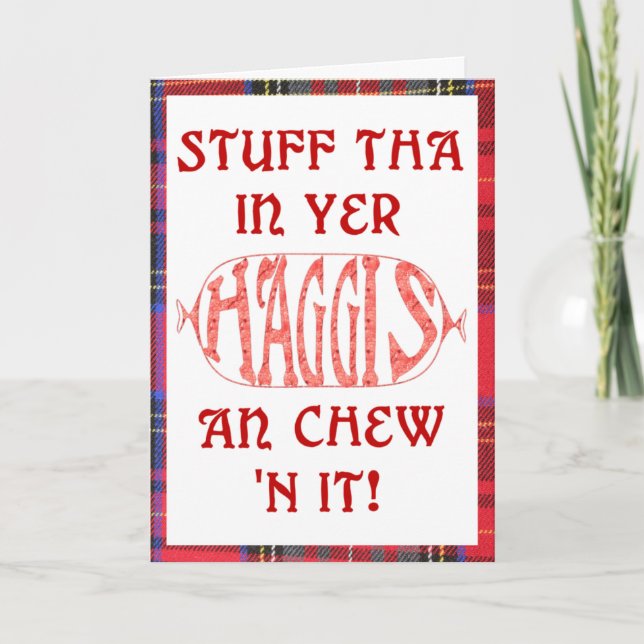 Tarjeta de cumpleaños divertida de Haggis (Anverso)