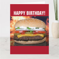 TARJETA DE CUMPLEAÑOS DIVERTIDA DE HAMBURGUESA CON