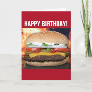 TARJETA DE CUMPLEAÑOS DIVERTIDA DE HAMBURGUESA CON