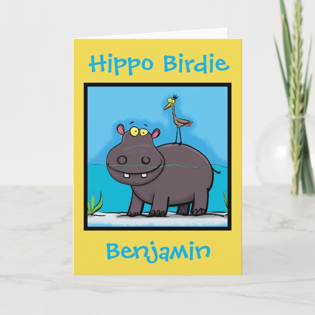 Tarjeta de cumpleaños divertida de Hippo birdie pe (Anverso)