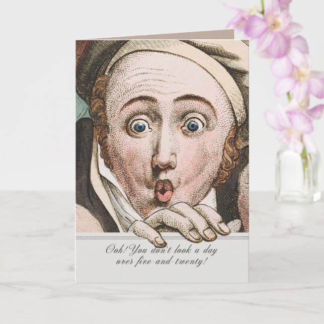 Tarjeta de cumpleaños divertida de Jane Austen Reg (Orquídea)