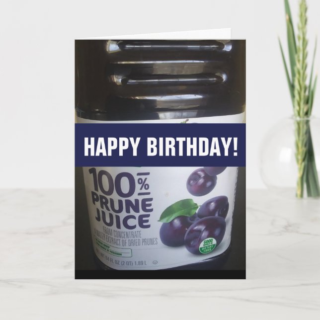 TARJETA DE CUMPLEAÑOS DIVERTIDA DE JUGO DE CIRUELA (Anverso)