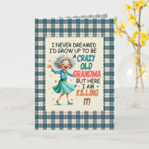 Tarjeta de cumpleaños divertida de la abuela del T