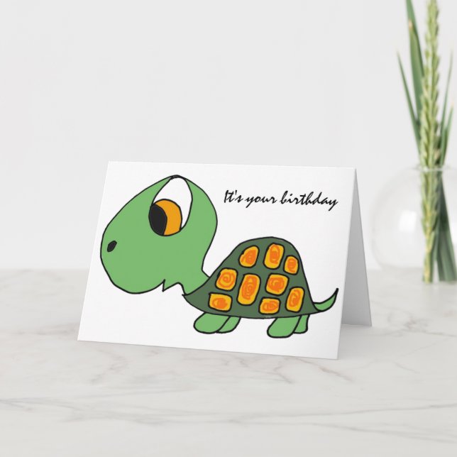 Tarjeta de cumpleaños divertida de la tortuga AB (Anverso)