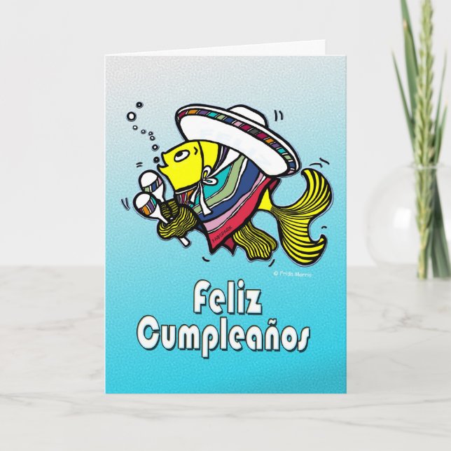 Tarjeta de cumpleaños divertida de los pescados (Anverso)