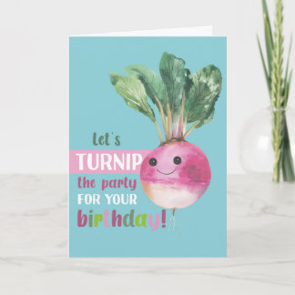 Tarjeta de cumpleaños divertida de nabo ¡Vamos a r