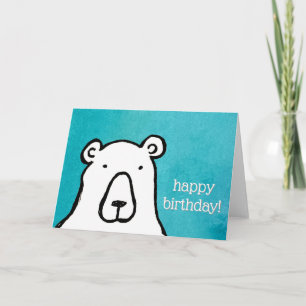 Tarjeta de cumpleaños divertida de oso polar blanc