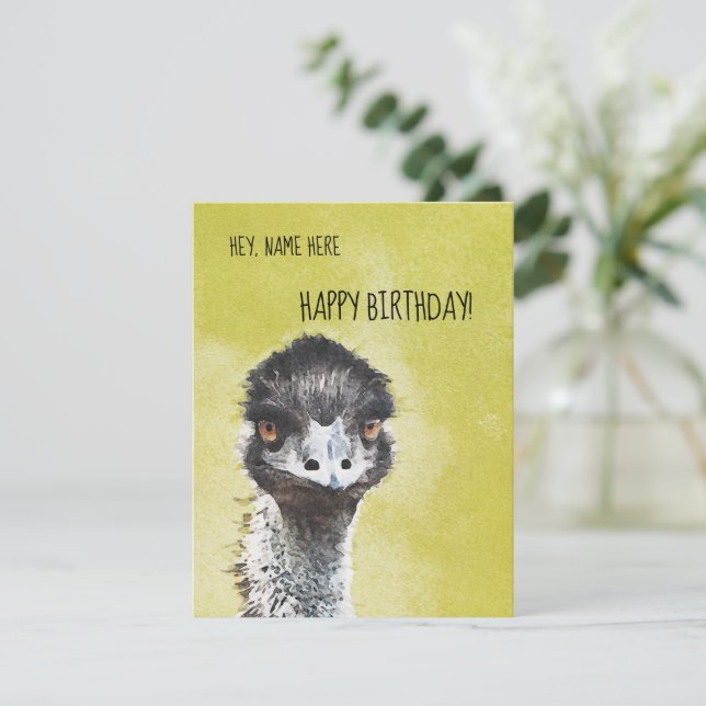 Tarjeta de cumpleaños divertida de Ostrich (Anverso de pie)