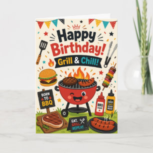 Tarjeta de cumpleaños divertida de parrilla y barb