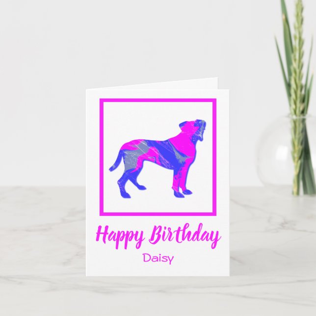 Tarjeta de cumpleaños divertida de perro boxer ros (Anverso)