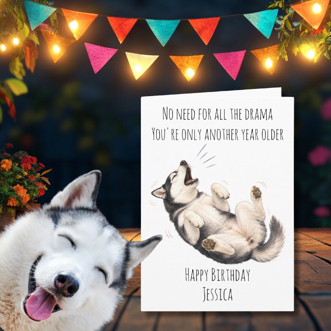 Tarjeta de cumpleaños divertida de perro Husky (Subido por el creador)
