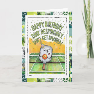 Tarjeta de cumpleaños divertida de pickleball