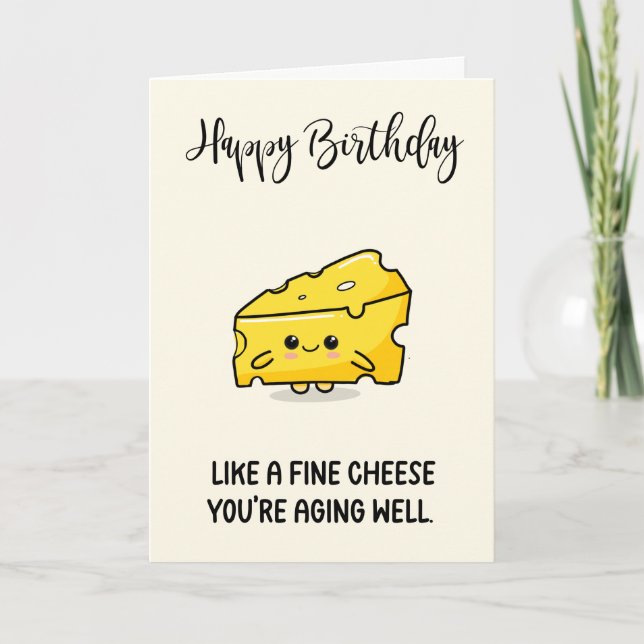 Tarjeta de cumpleaños divertida de queso que envej (Anverso)