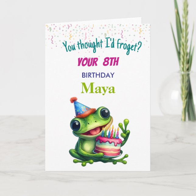 Tarjeta de cumpleaños divertida de rana para niños (Anverso)