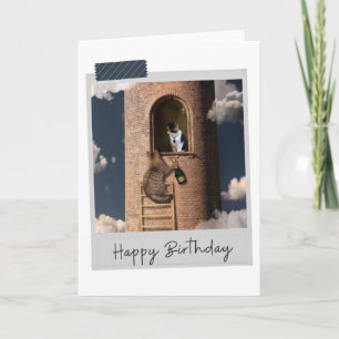 Tarjeta de cumpleaños divertida de Rapunzel Cat