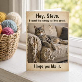 Tarjeta de cumpleaños divertida de sofá de gato pe