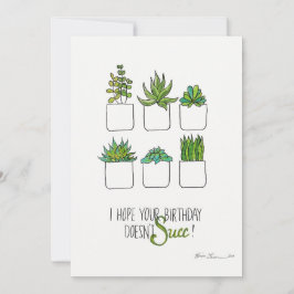 Tarjeta de cumpleaños divertida de suculentas, tar