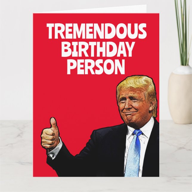 TARJETA DE CUMPLEAÑOS DIVERTIDA DE TRUMP (Anverso)
