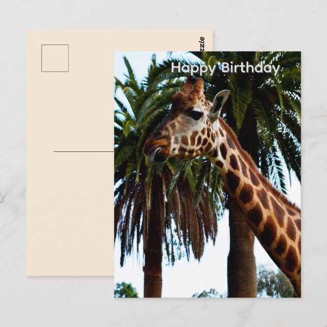 Tarjeta de cumpleaños divertida de una jirafa dand (Anverso / Reverso)