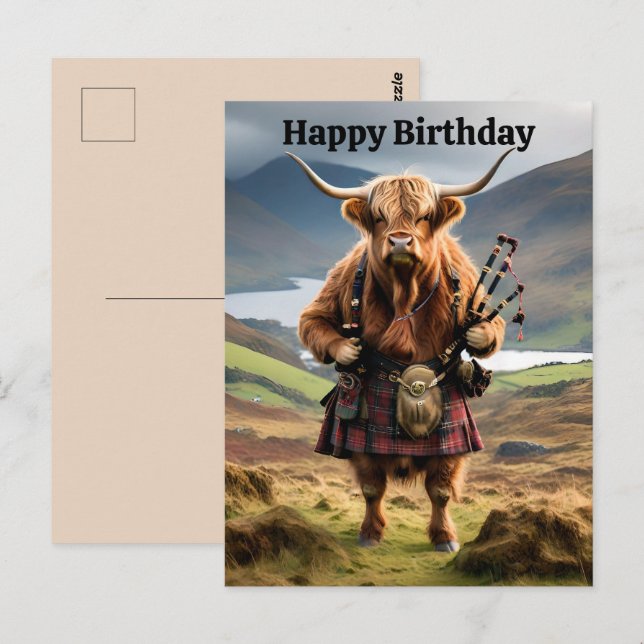 Tarjeta de cumpleaños divertida de vaca de las Hig (Anverso / Reverso)