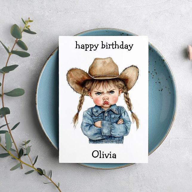 Tarjeta de cumpleaños divertida de vaquera bebé (Subido por el creador)