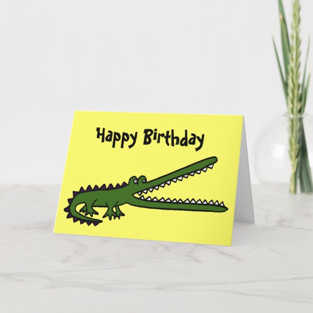 Tarjeta de cumpleaños divertida del cocodrilo del (Anverso)