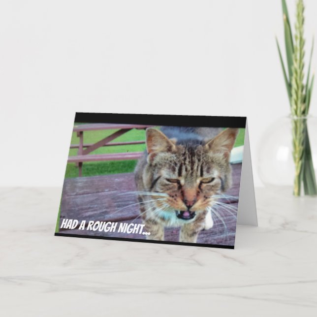 Tarjeta de cumpleaños divertida del gato (Anverso)