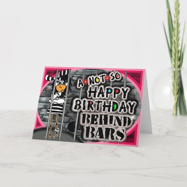 Tarjeta de cumpleaños divertida del Jailbird (Anverso)
