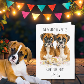 Tarjeta de cumpleaños divertida del perro boxer