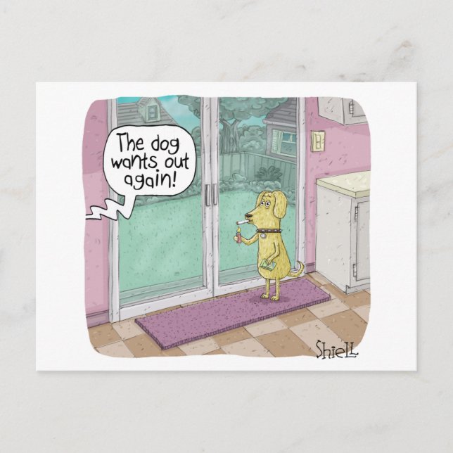 Tarjeta de cumpleaños divertida del perro fumador (Anverso)