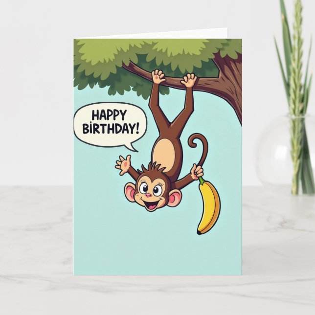 Tarjeta de cumpleaños divertida en la selva (Anverso)