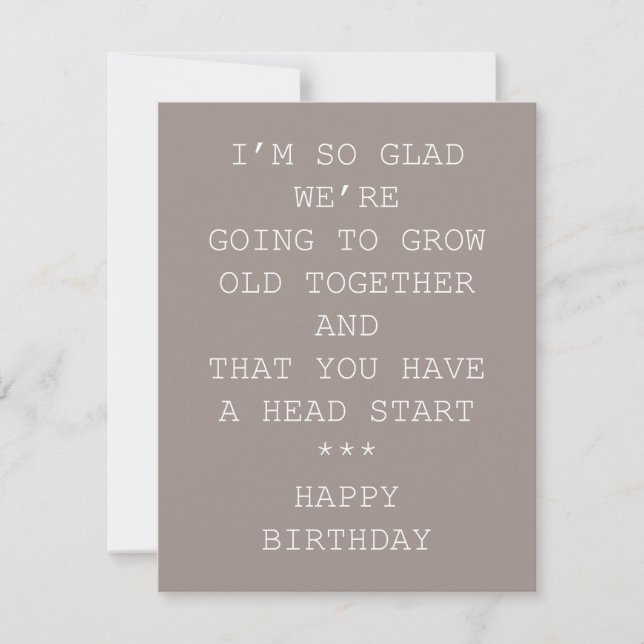 Tarjeta de cumpleaños divertida: envejecer juntos (Anverso)
