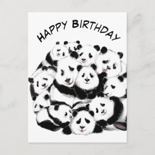 Tarjeta de cumpleaños divertida familia Panda - Ab
