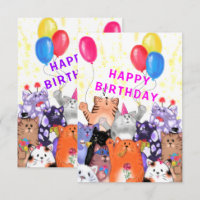 Tarjeta de cumpleaños divertida Fiesta Gato feliz