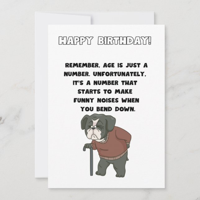 Tarjeta de cumpleaños divertida - la edad es sólo  (Anverso)
