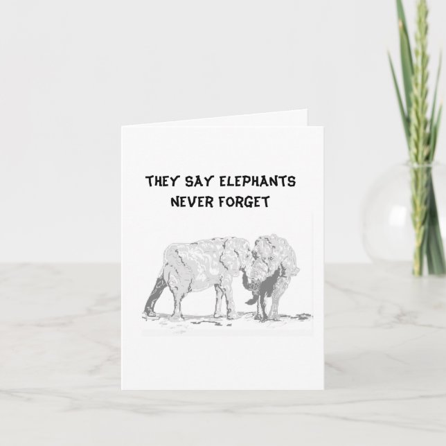 Tarjeta de cumpleaños divertida: los elefantes nun (Anverso)
