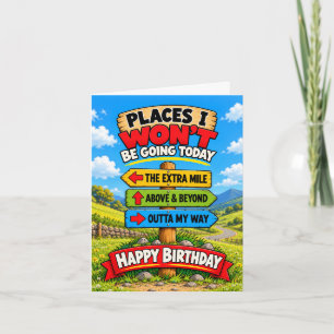 Tarjeta de cumpleaños divertida, lugares a los que