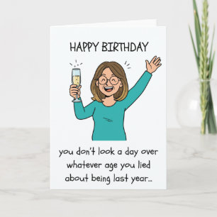 Tarjeta de cumpleaños divertida - Mentir sobre la 