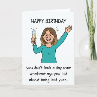 Tarjeta de cumpleaños divertida - Mentir sobre la 