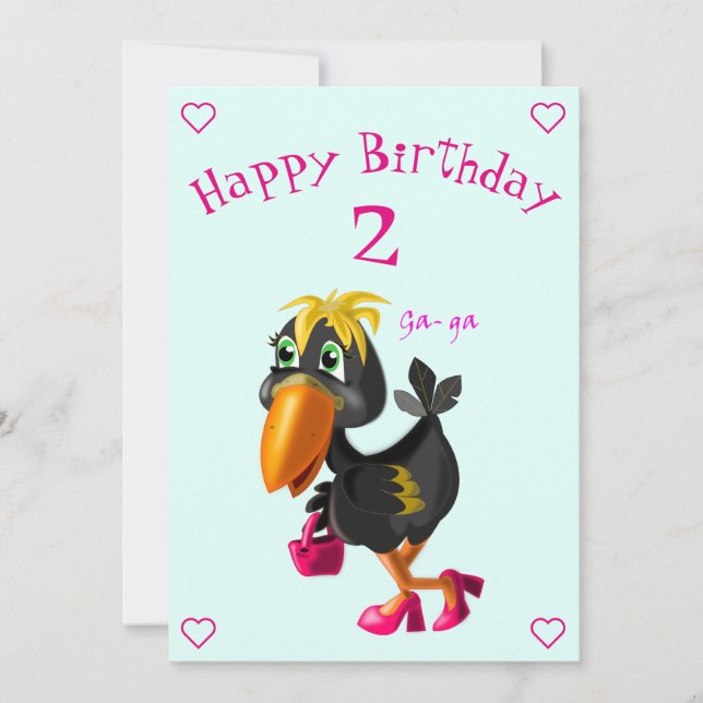 Tarjeta de cumpleaños divertida pájaro moderno - P (Anverso)