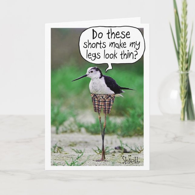 TARJETA DE CUMPLEAÑOS DIVERTIDA - PANTALONES CORTO (Anverso)