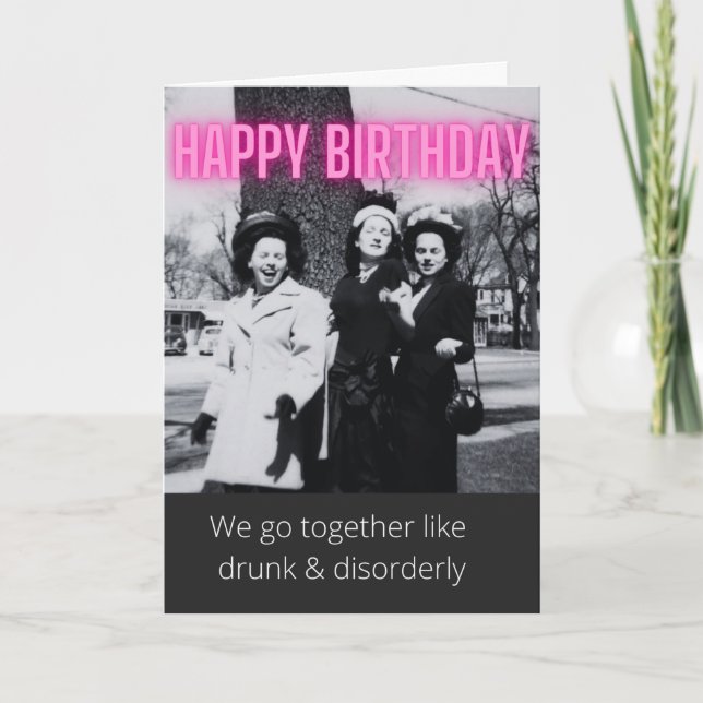 Tarjeta de cumpleaños divertida para borrachos y d (Anverso)