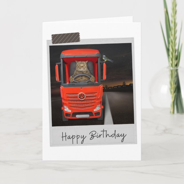 Tarjeta de cumpleaños divertida para camioneros Ca (Anverso)