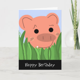 Tarjeta de cumpleaños divertida para cerdito