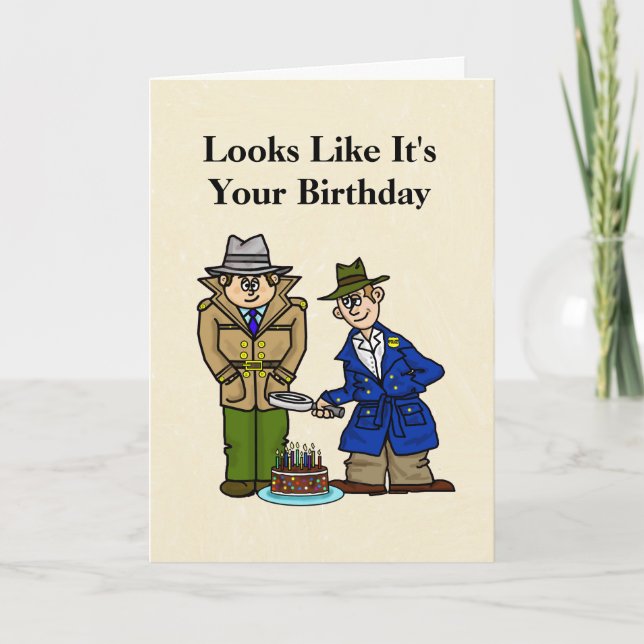 Tarjeta de cumpleaños divertida para detectives de (Anverso)