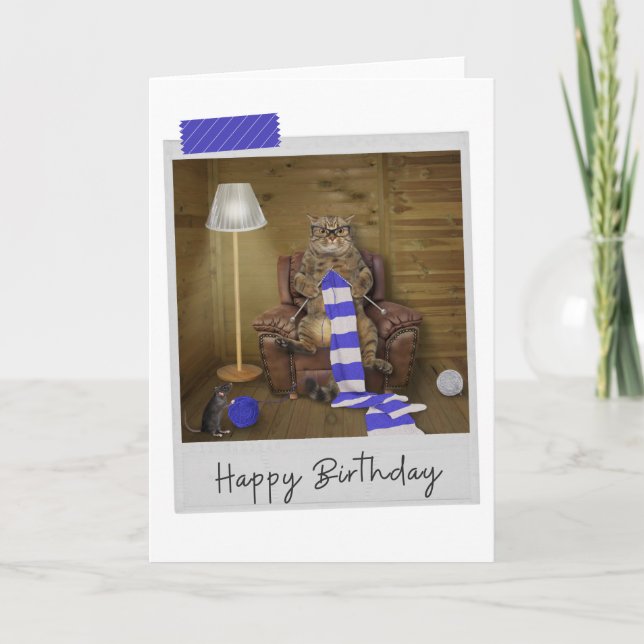 Tarjeta de cumpleaños divertida para el gato (Anverso)
