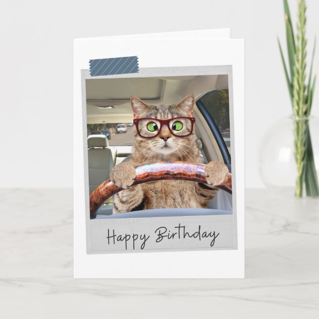 Tarjeta de cumpleaños divertida para el gato (Anverso)