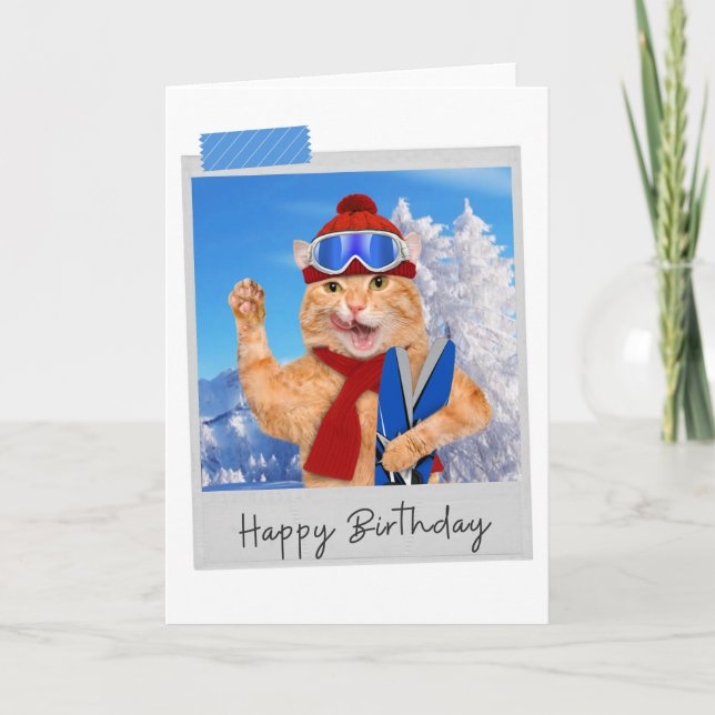 Tarjeta de cumpleaños divertida para el gato de Gi (Anverso)