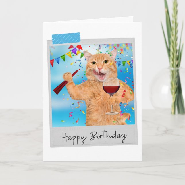 Tarjeta de cumpleaños divertida para el gato del g (Anverso)