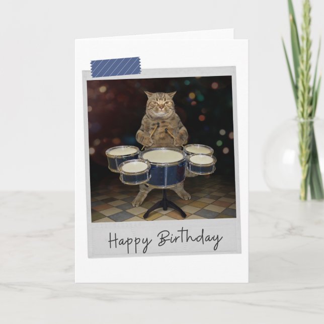 Tarjeta de cumpleaños divertida para el gato del t (Anverso)
